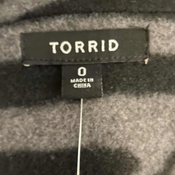 NWT TORRID 0 Jacquard Blazer Style Coat L/12 Black Gray Tiger Zebra Animal Print - Picture 11 of 16